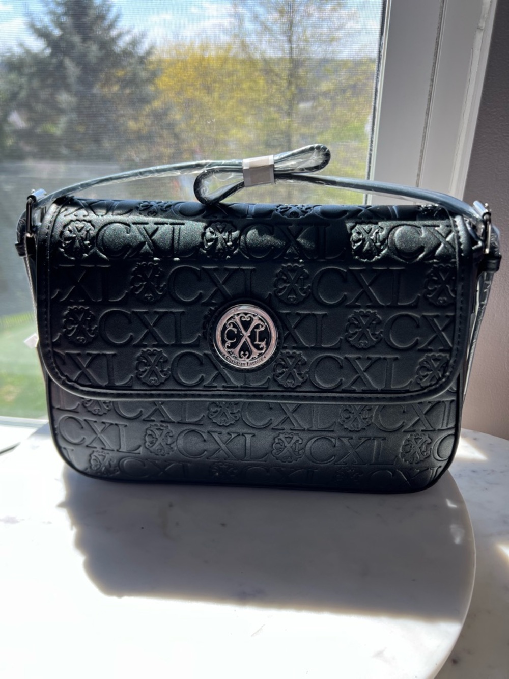 Christian Lacroix Black Embossed Shoulder Bag
